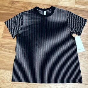 NWT lululemon black white vertical stripe All Yours Tee 4